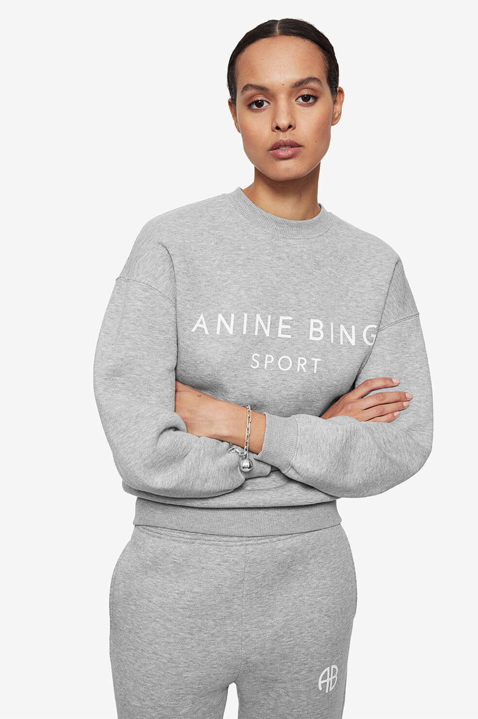 Anine Bing - Evan Sweatshirt in Heather Grey Clothing - Sweatshirts