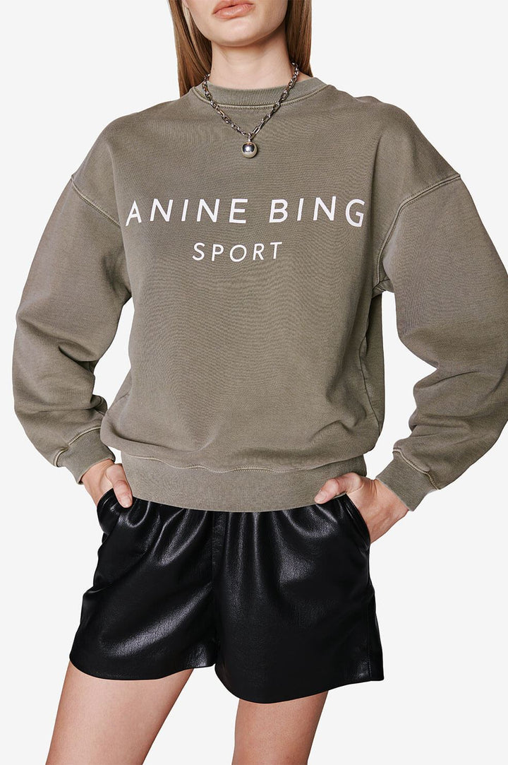 Anine Bing - Evan Sweatshirt in Olive Clothing - Sweatshirts