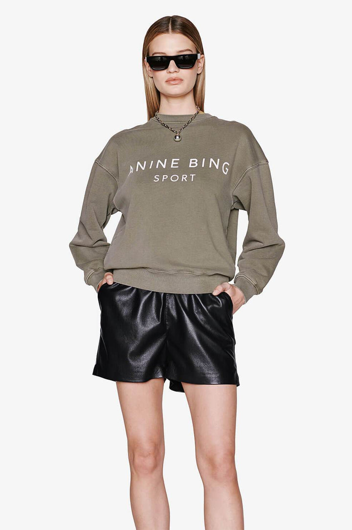 Anine Bing - Evan Sweatshirt in Olive Clothing - Sweatshirts
