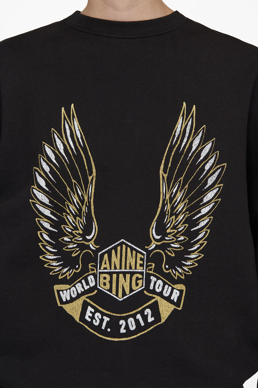 Anine Bing - Kenny Sweatshirt Gold Wings in Black Clothing - Sweatshirts