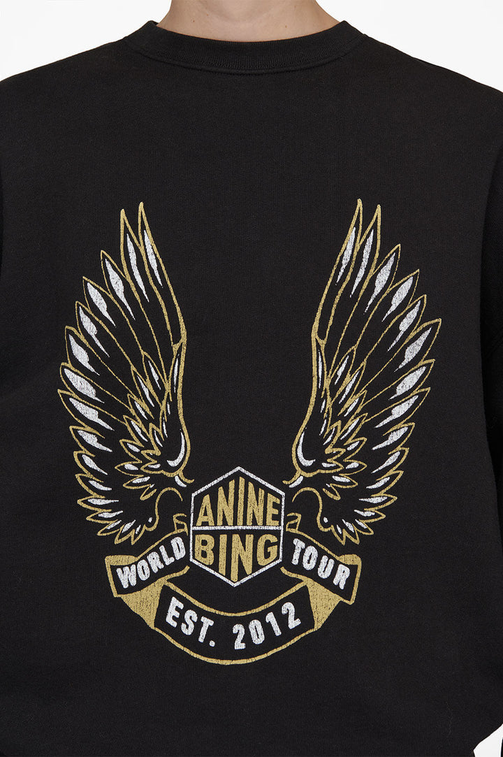 Anine Bing - Kenny Sweatshirt Gold Wings in Black Clothing - Sweatshirts