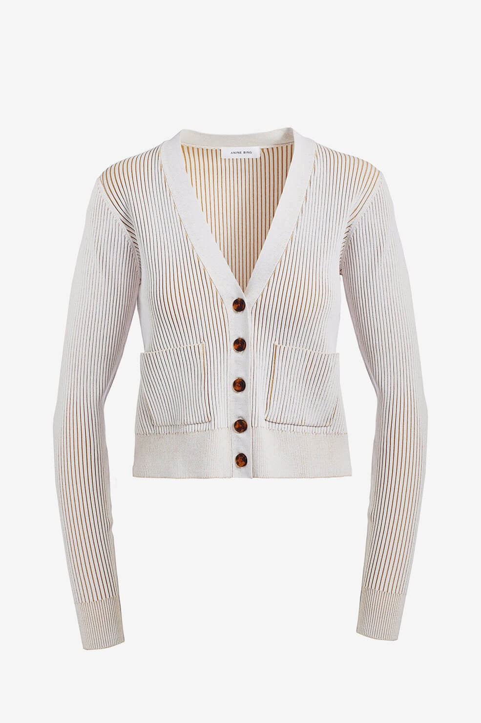 Anine Bing - Layla Cardigan in Ivory and Camel Cardigans