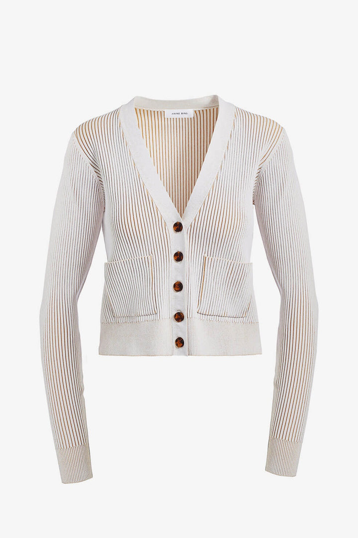Anine Bing - Layla Cardigan in Ivory and Camel Cardigans