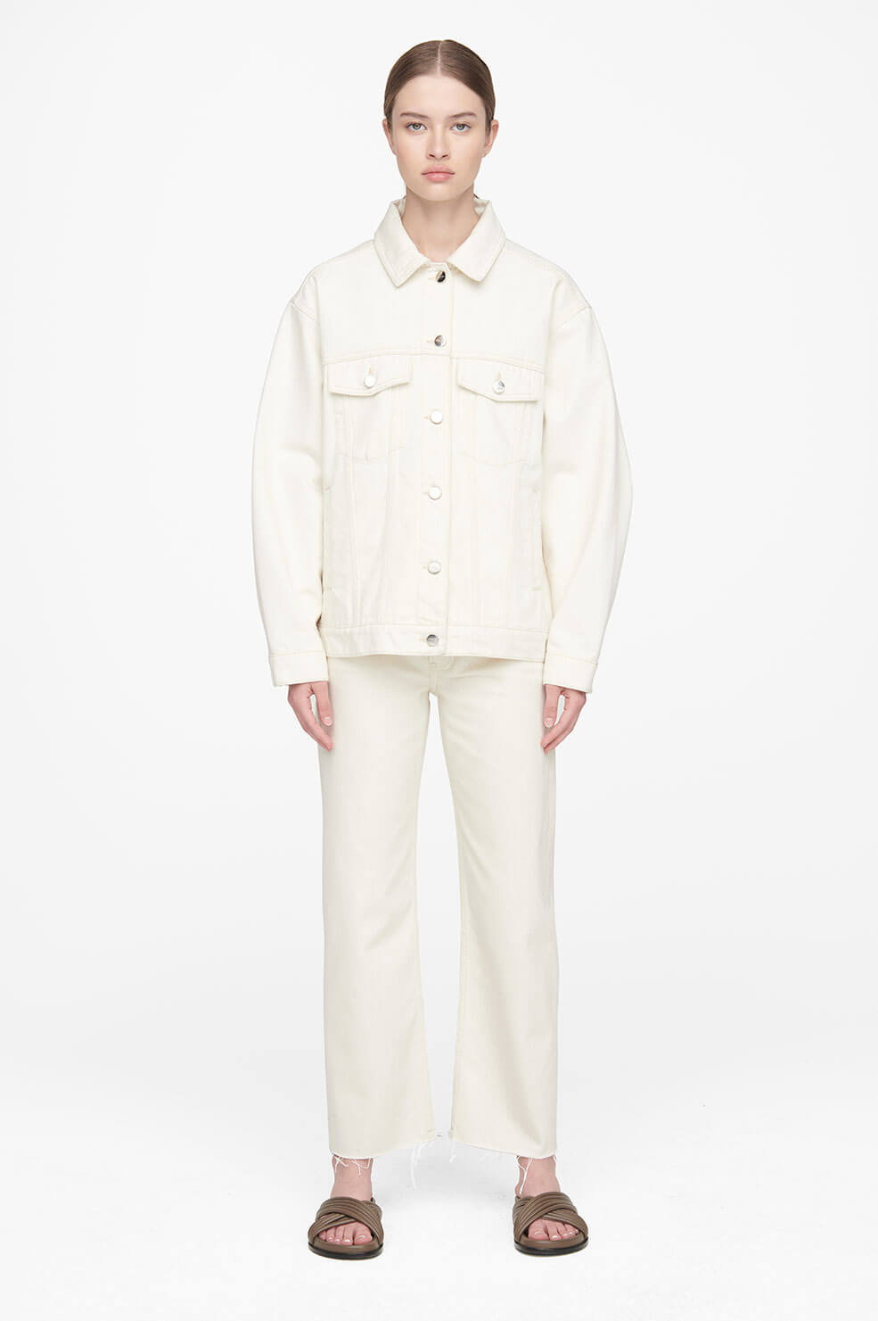 Anine Bing - Rory Denim Jacket in Ecru White Jacket