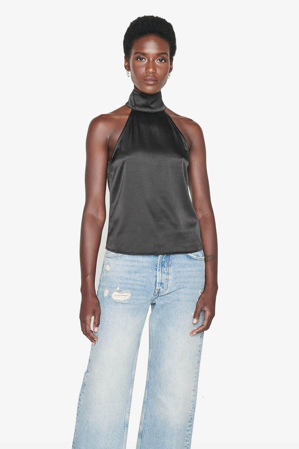Anine Bing - Sylvia Top in Black Tops