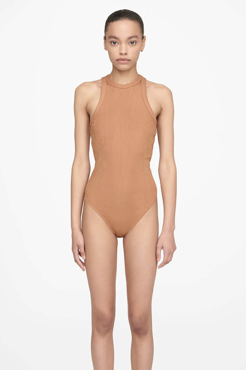 Anine Bing - Ty Bodysuit in Camel Bodysuits