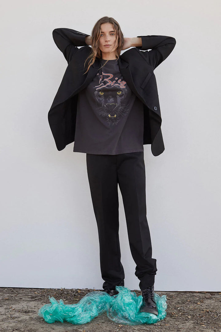 Anine Bing - Walker Tee Panther in Vintage Black Tops