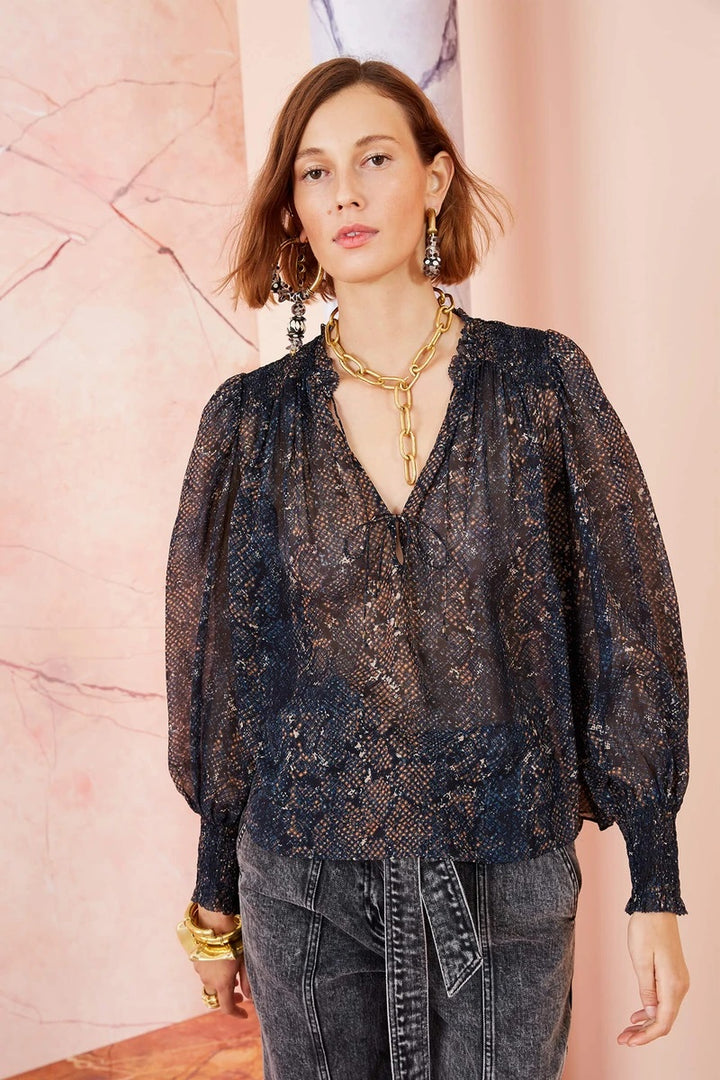 Ulla Johnson - Anita Blouse in Midnight Python