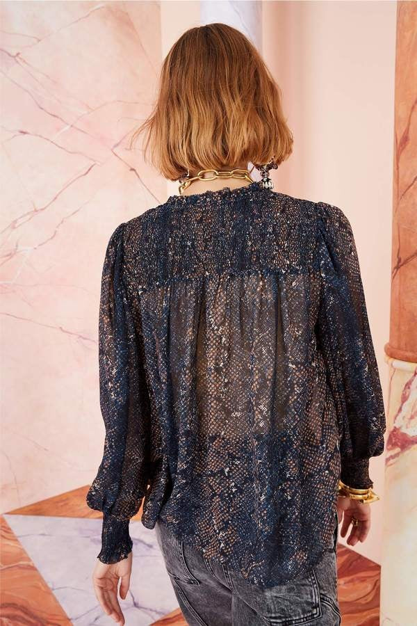 Ulla Johnson - Anita Blouse in Midnight Python