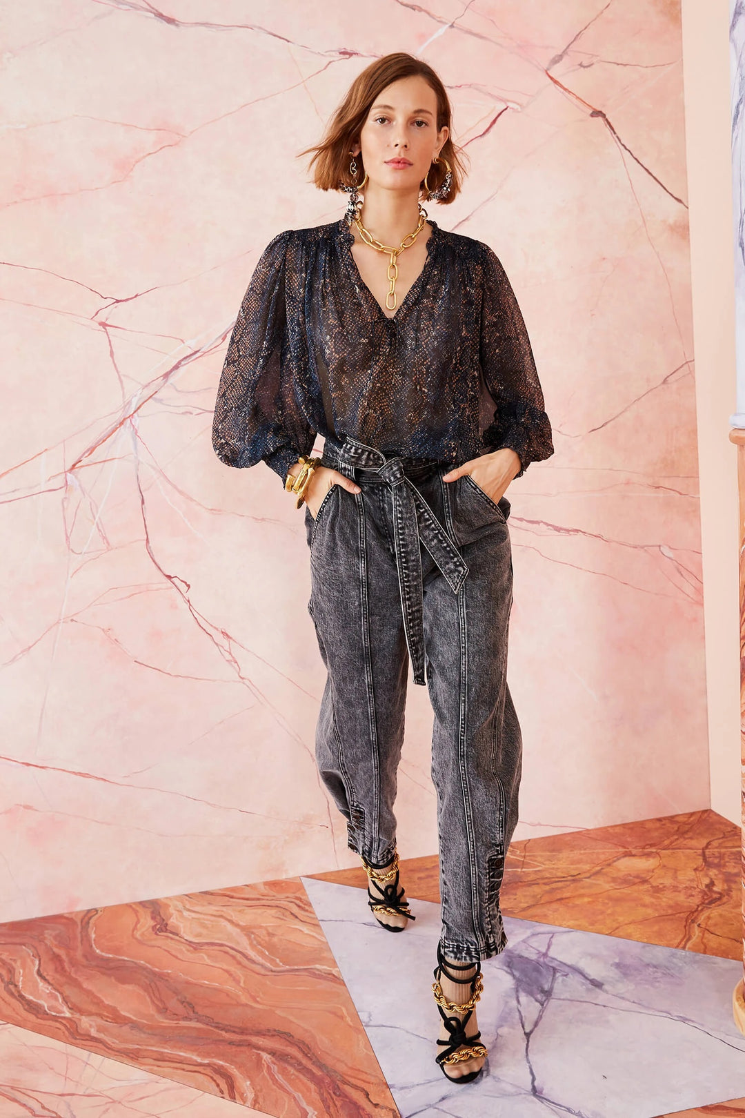 Ulla Johnson - Anita Blouse in Midnight Python