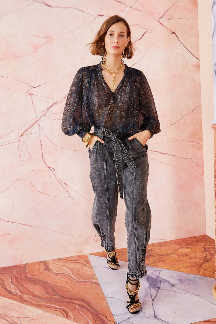Ulla Johnson - Anita Blouse in Midnight Python