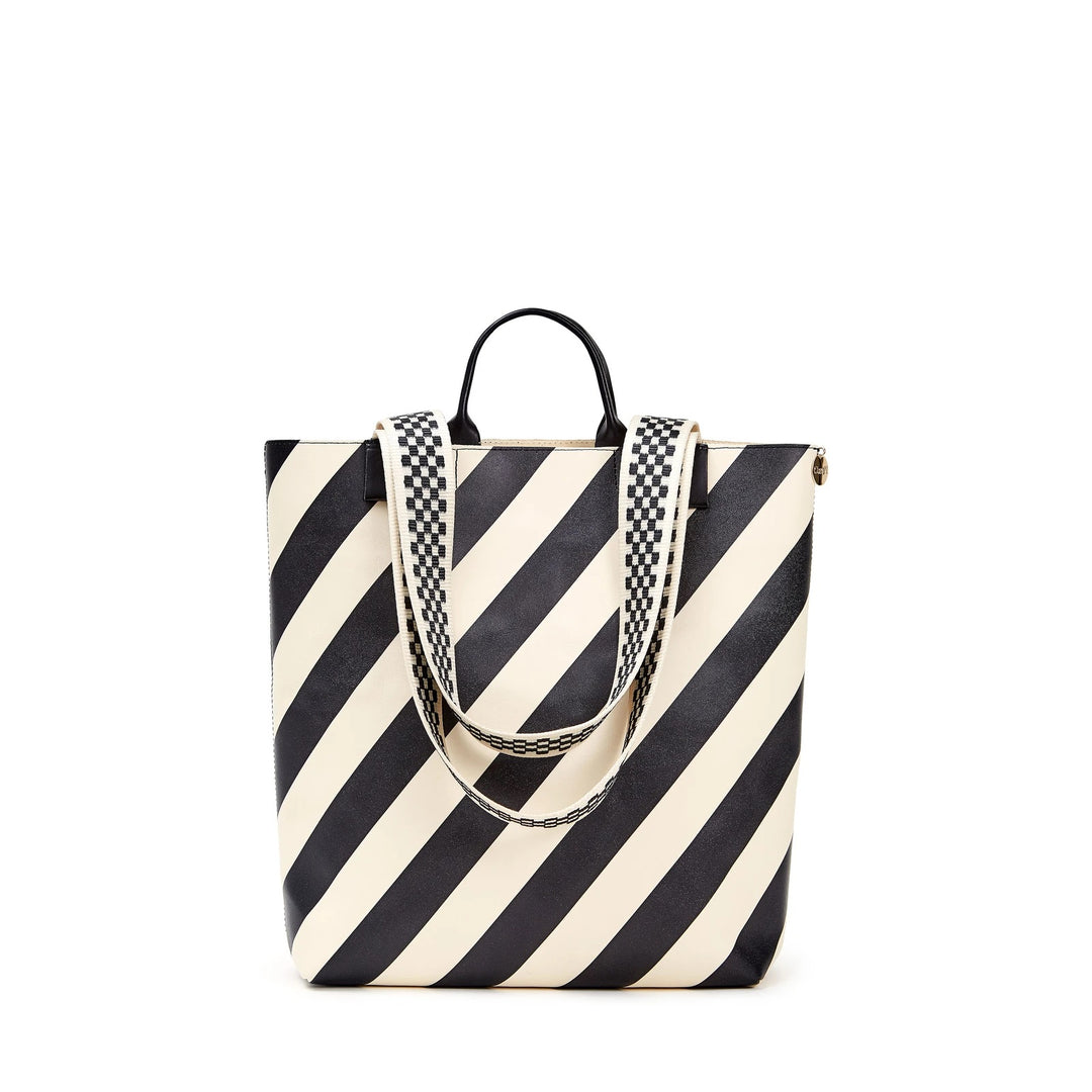 Clare V. - Annie Tote in Black & Cream Striped