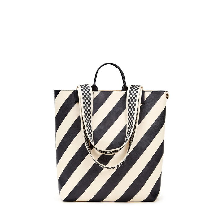 Clare V. - Annie Tote in Black & Cream Striped