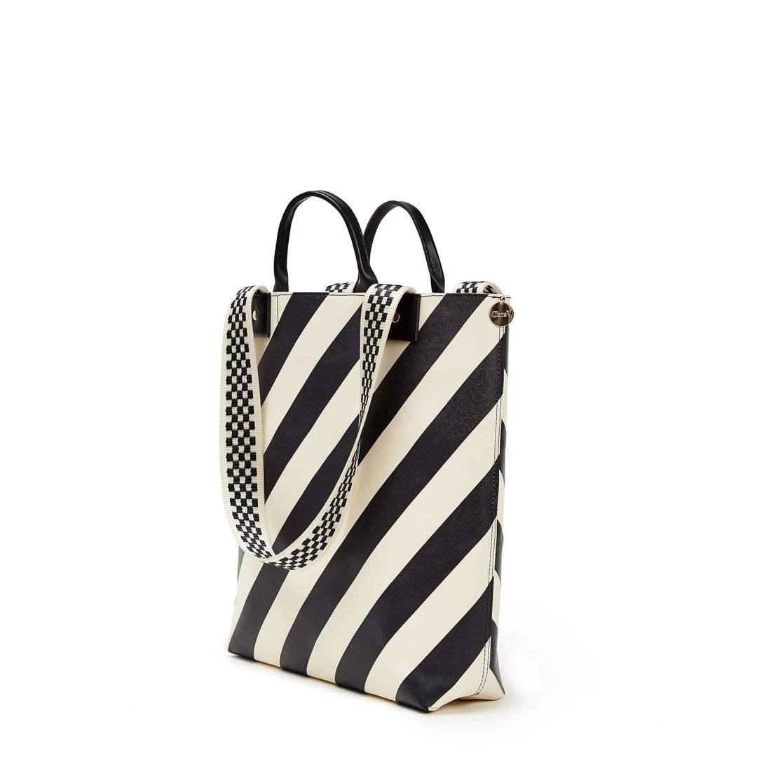 Clare V. - Annie Tote in Black & Cream Striped