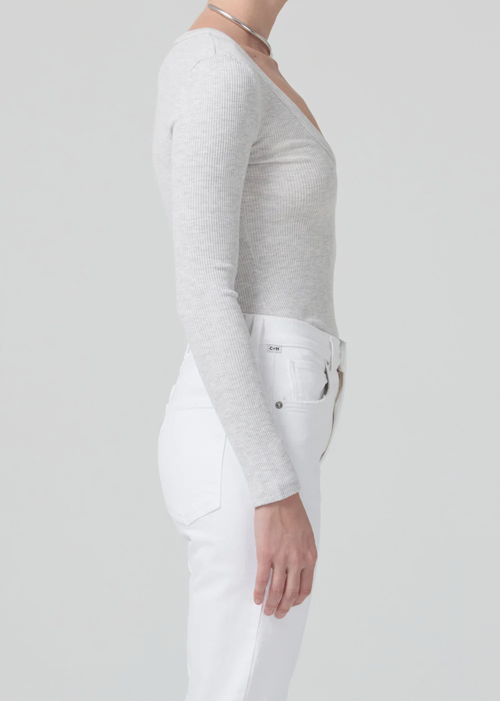 Citizens of Humanity - Anouk Long Sleeve V-Neck in Heather Grey Tops