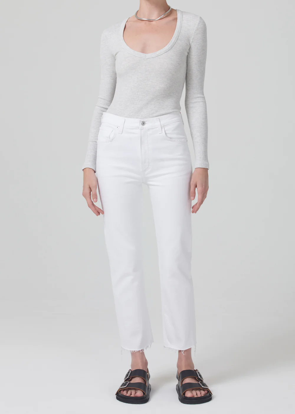Citizens of Humanity - Anouk Long Sleeve V-Neck in Heather Grey Tops