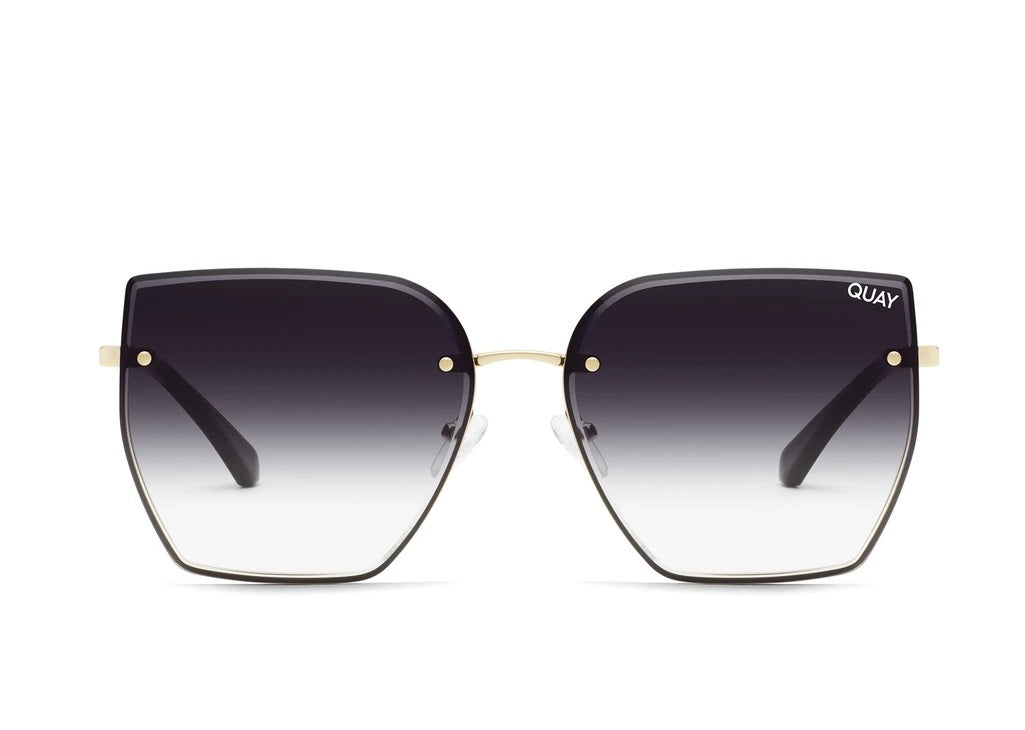 Quay Sunglasses - Around the Way in Gold/Black Fade Lens