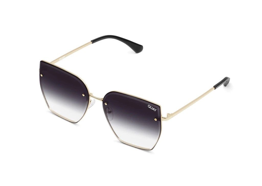 Quay Sunglasses - Around the Way in Gold/Black Fade Lens