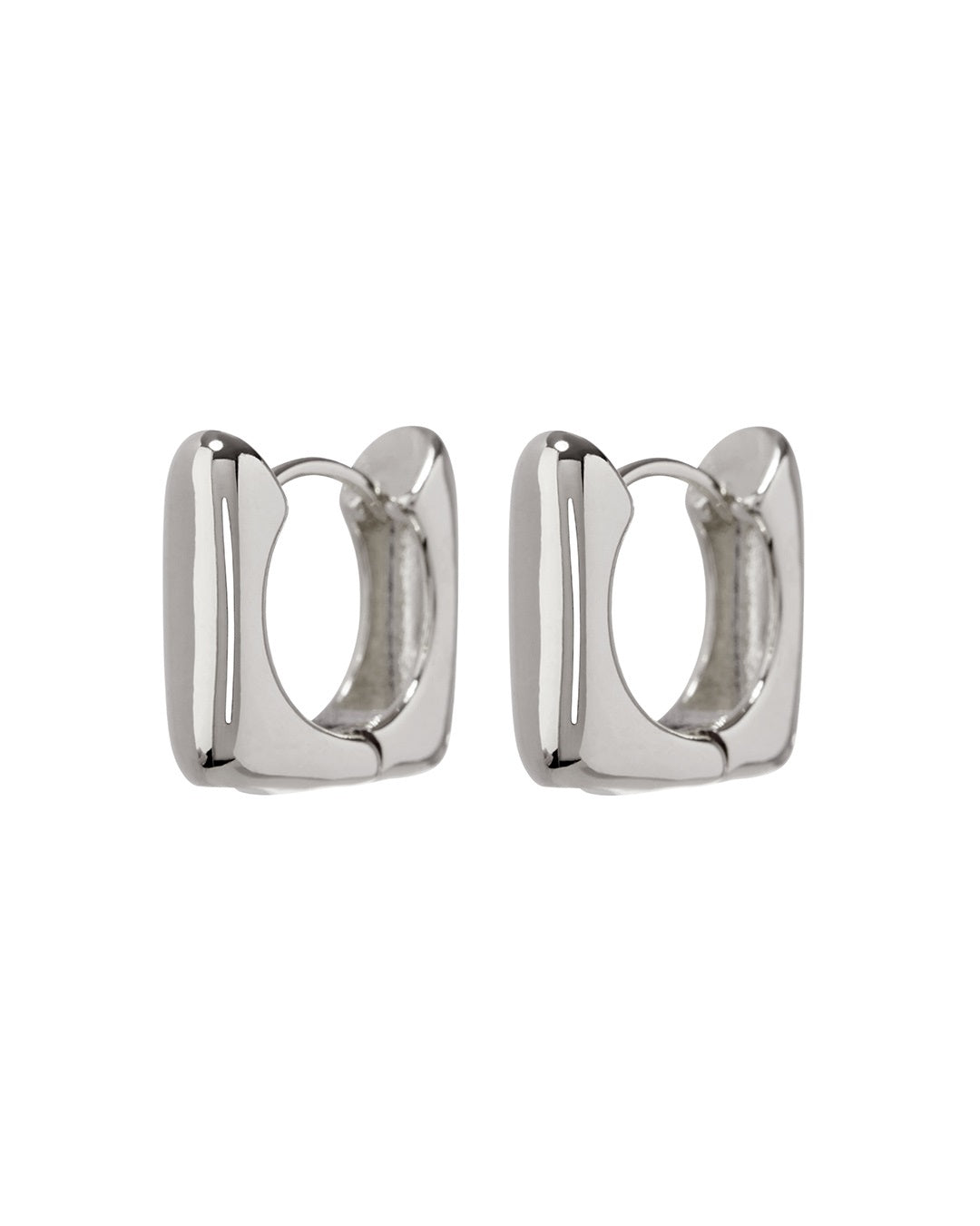 LUV AJ - Art Deco Huggies (15mm) in Silver