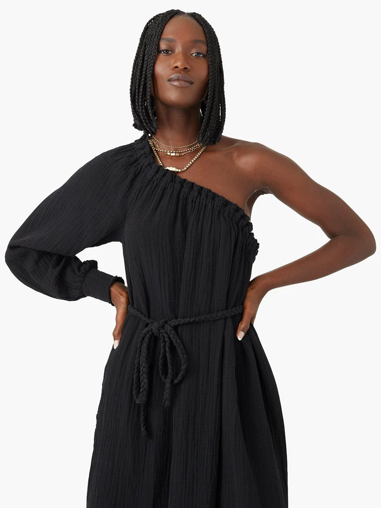 xirena one shoulder dress One Shoulder Ruffle Sleeve Dress