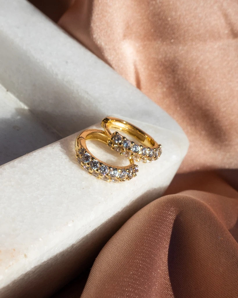 LUV AJ - The Baby Pave Huggies in Gold