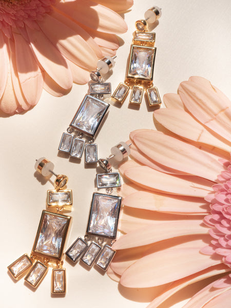 LUV AJ - Baguette Shaker Statement Studs in Gold