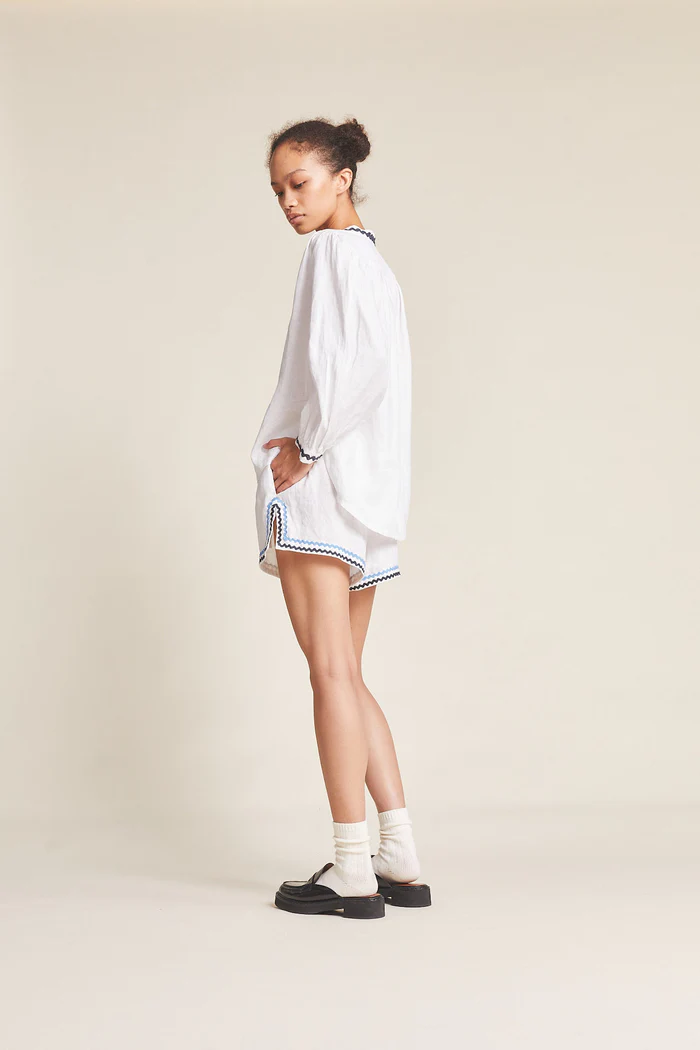 Trovata - Bailey Blouse in White w/ Ric Rac
