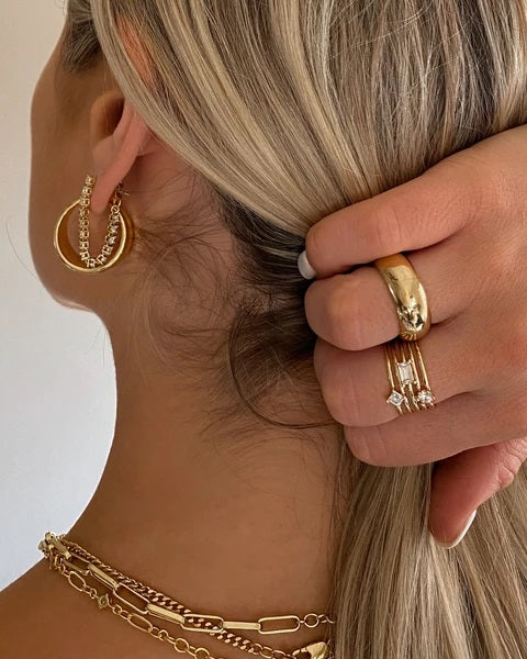 LUV AJ - Ballier Chain Studs in Gold