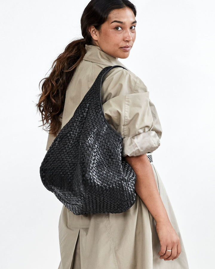 Clare V. - Bando in Black Woven Checker