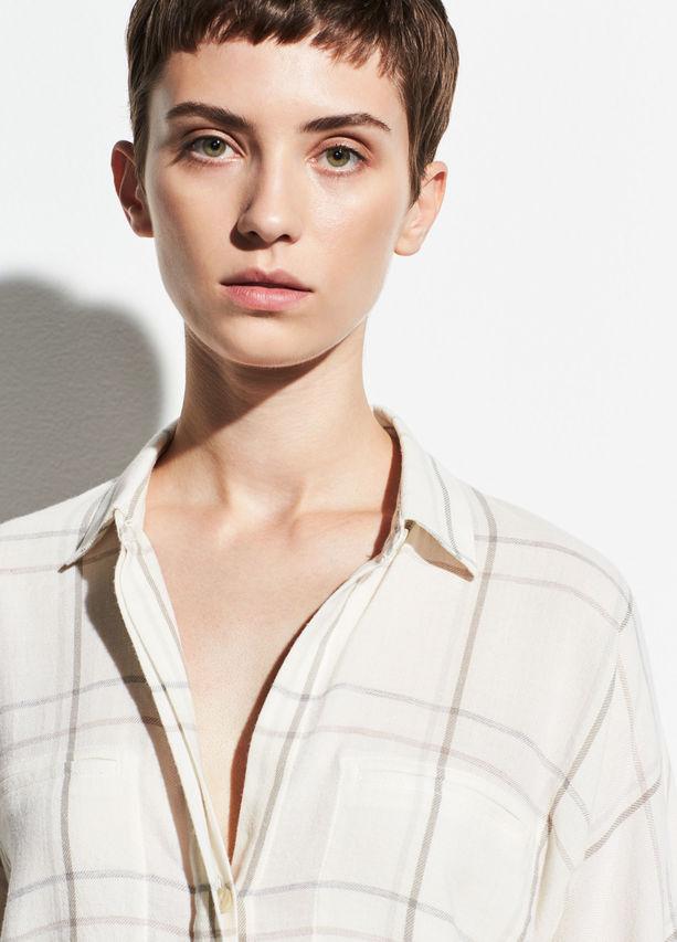 Vince - Bar Plaid Popover Off White
