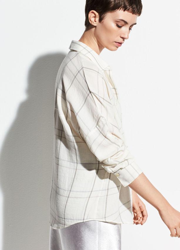 Vince - Bar Plaid Popover Off White