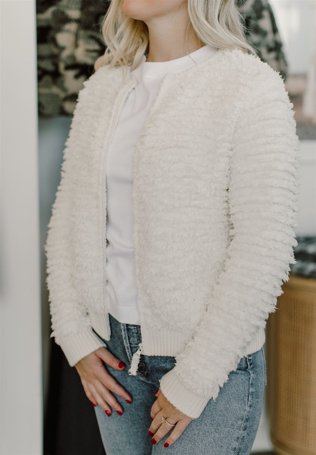 Barefoot Dreams - CozyChic Loop Fringe Jacket in Cream Jacket