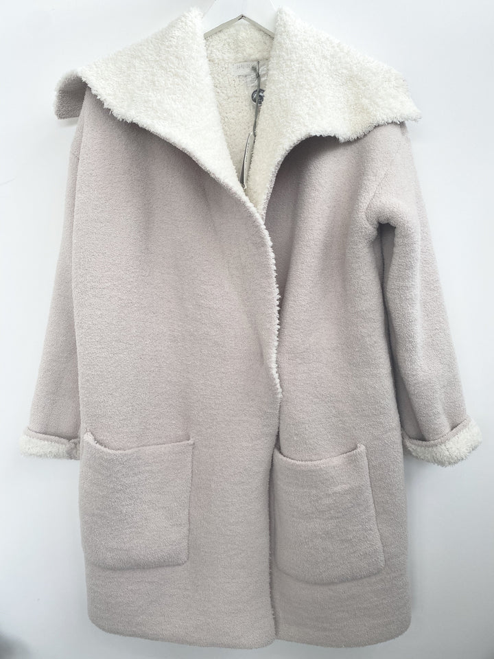 Barefoot Dreams - CozyChic Shearling Drape Car Coat in Stone Cream
