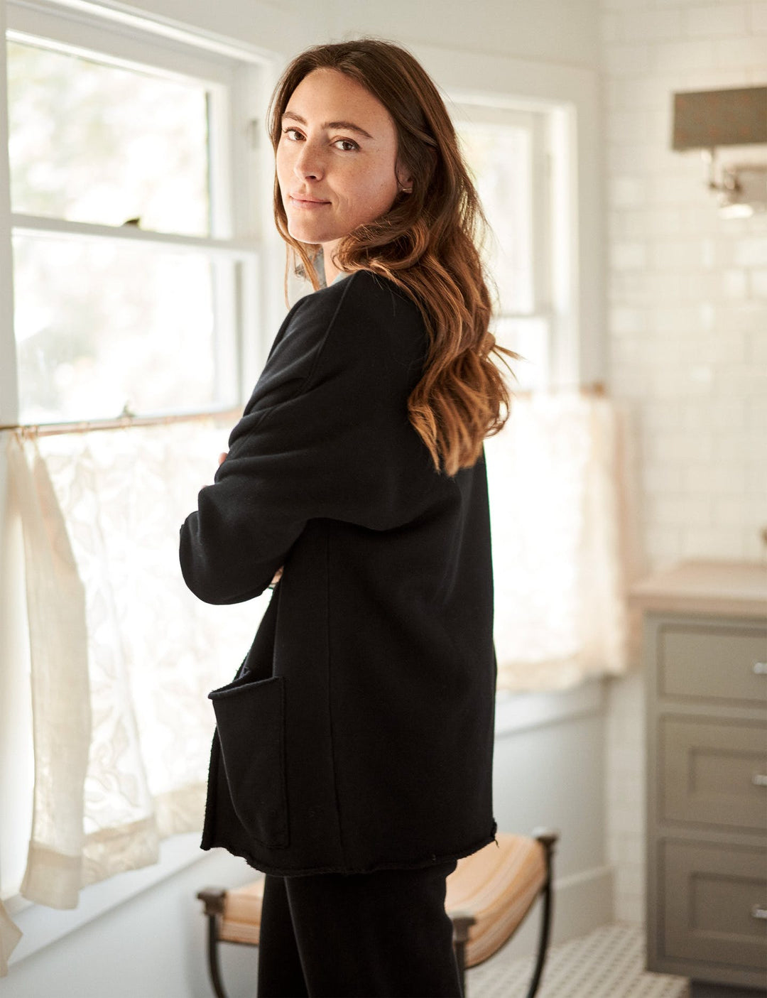 Frank & Eileen - Beach Cardigan in Black