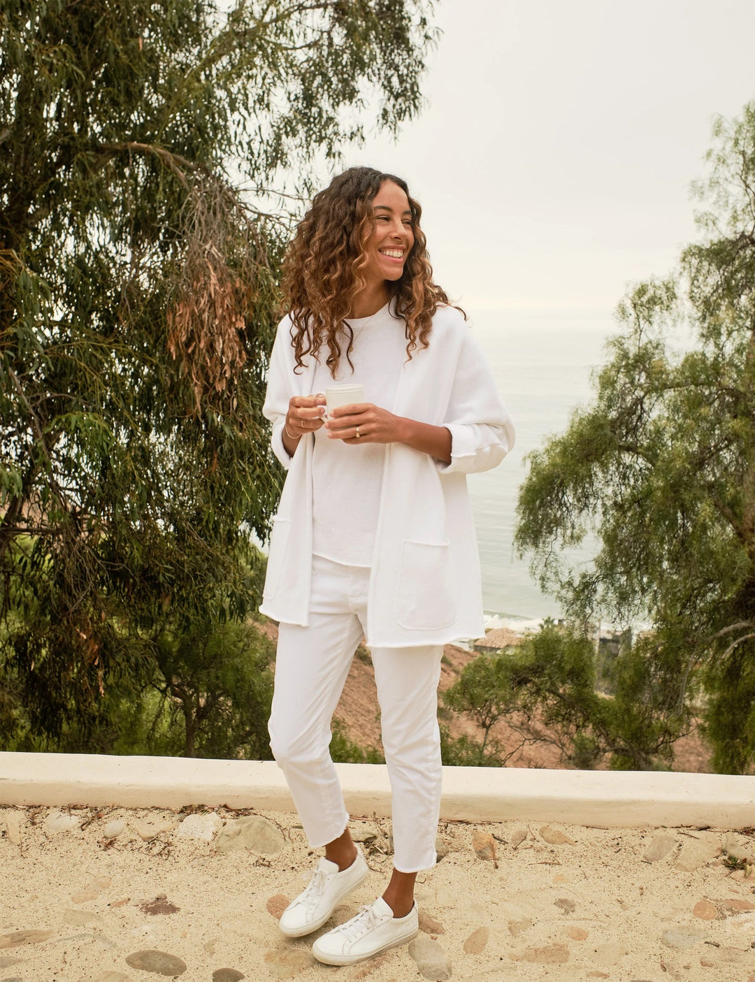 Frank & Eileen - Beach Cardigan in White