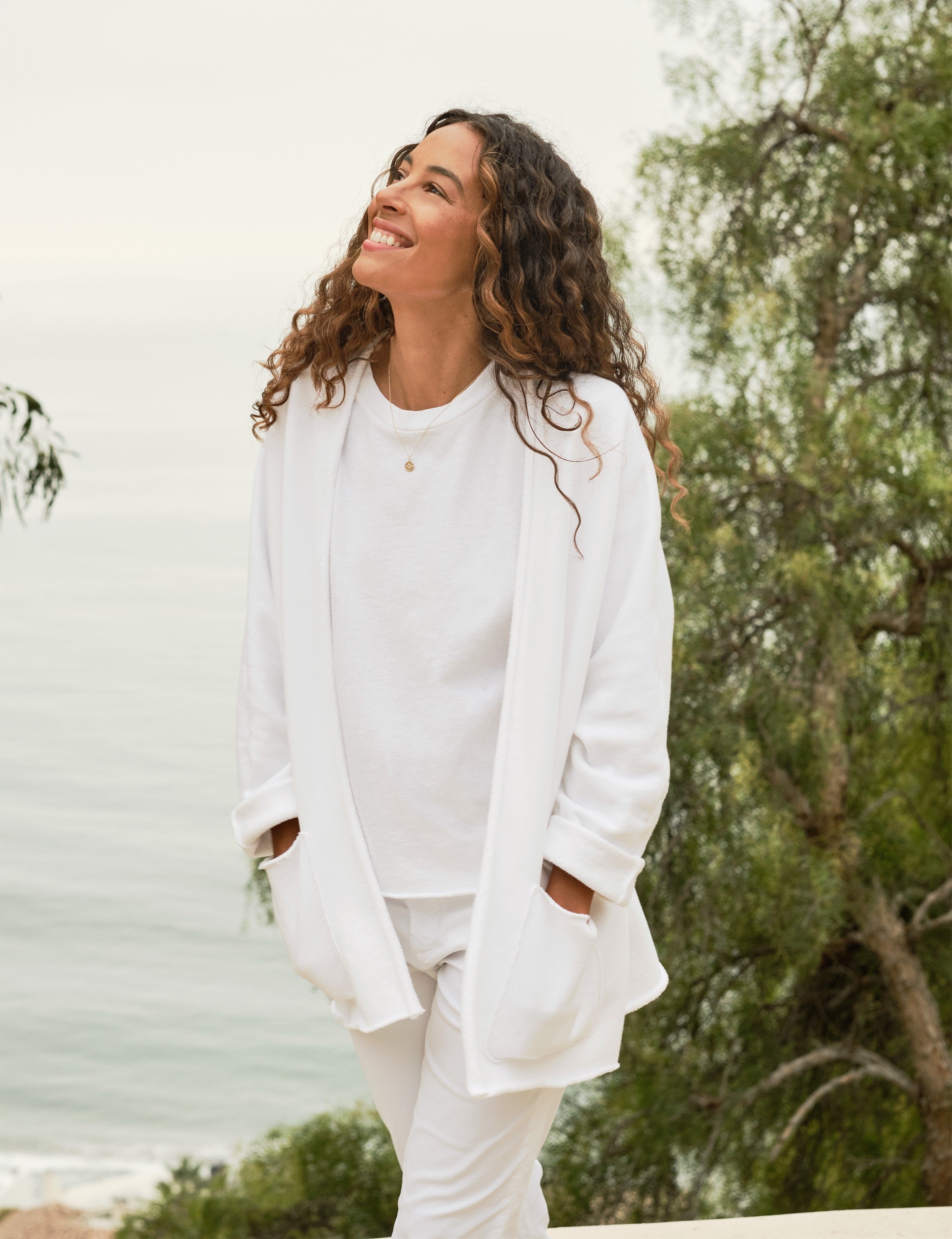 Frank Eileen Beach Cardigan in White