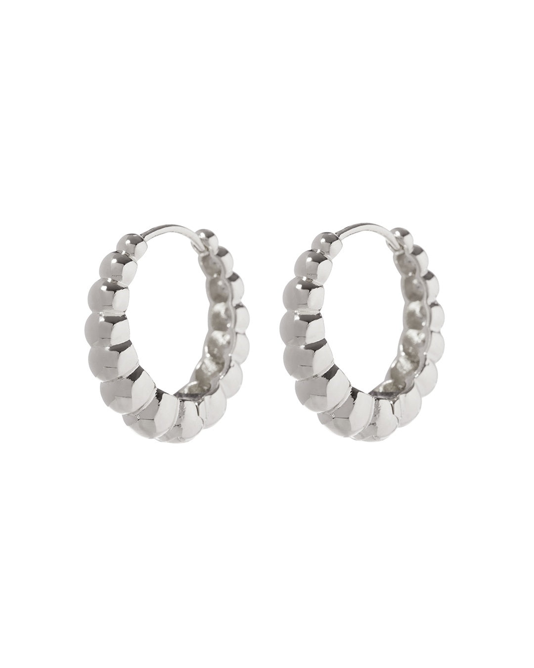 LUV AJ - Beaded Bella Huggies (20mm) in Silver