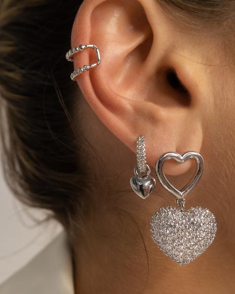 LUV AJ - Beaded Diamonte Ear Cuff in Silver