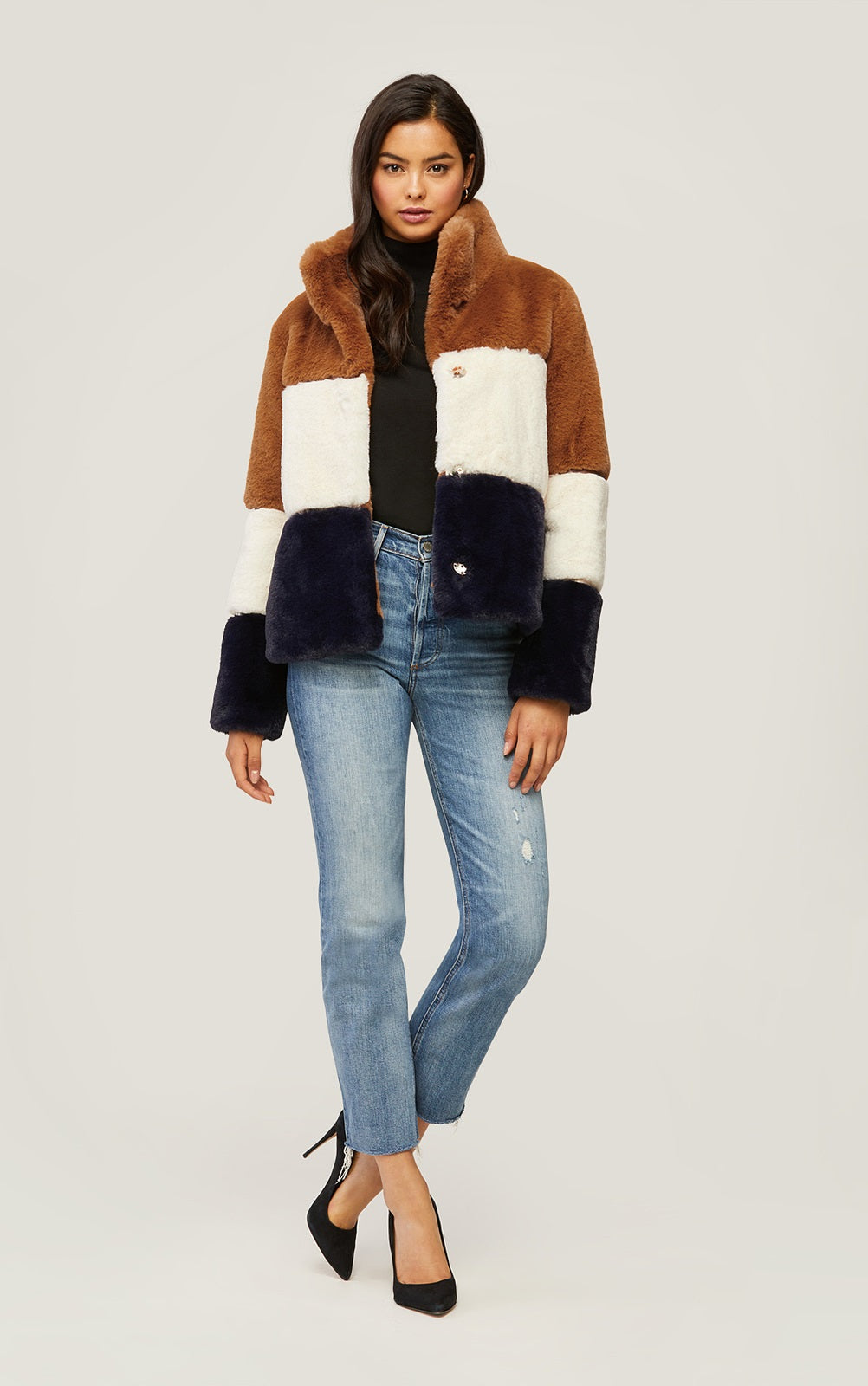 Soia & Kyo - Bea Faux Fur Coat in Multicolor Color-Block