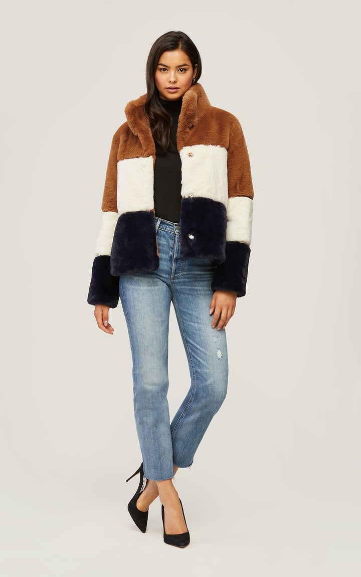 Soia & Kyo - Bea Faux Fur Coat in Multicolor Color-Block