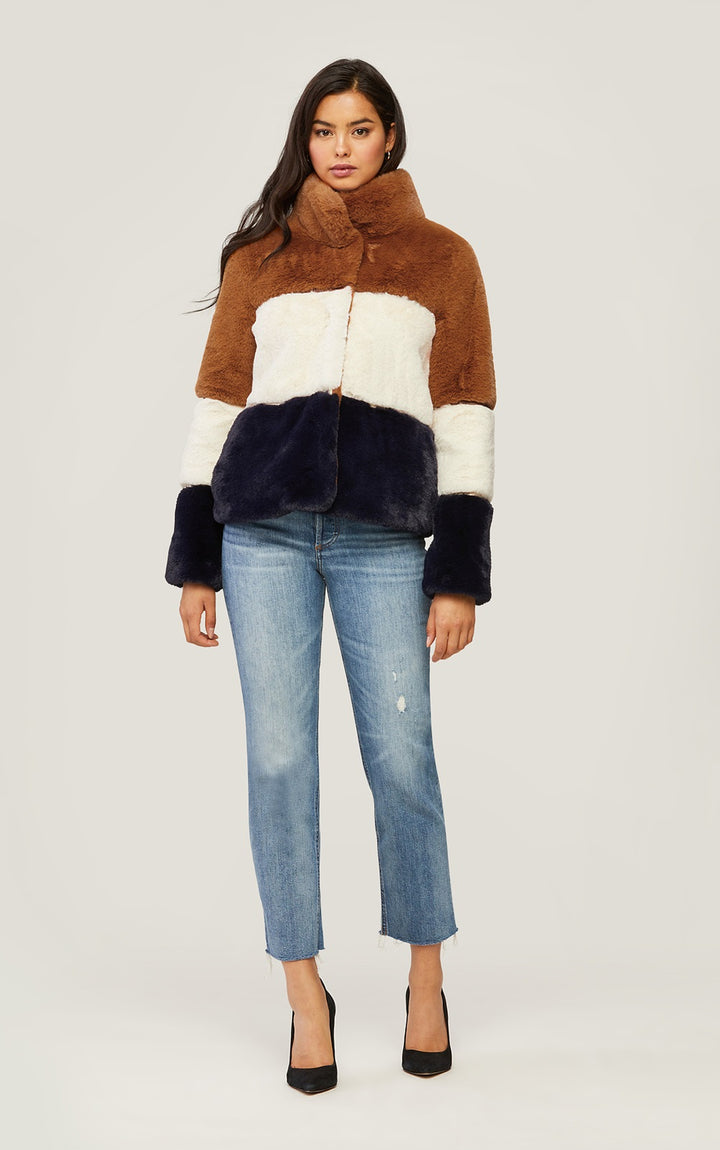 Soia & Kyo - Bea Faux Fur Coat in Multicolor Color-Block
