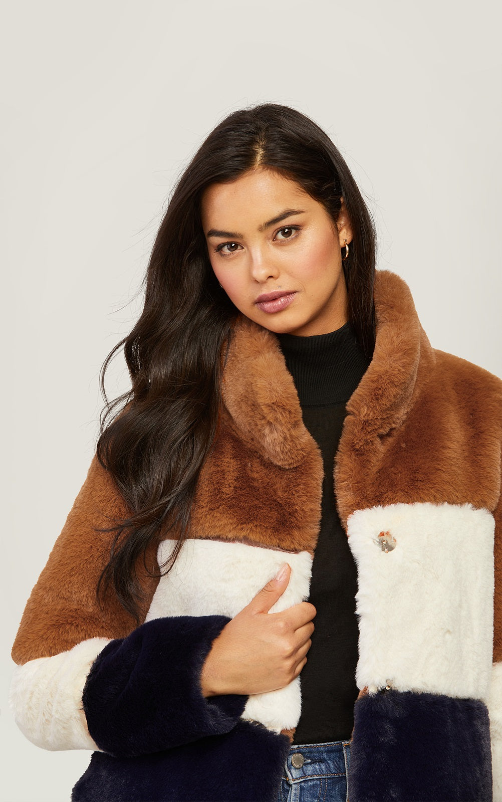 Soia & Kyo - Bea Faux Fur Coat in Multicolor Color-Block