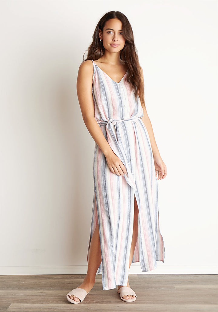 BELLA DAHL - Belted Maxi Dress in Sunset Stripe