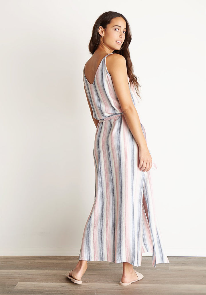 BELLA DAHL - Belted Maxi Dress in Sunset Stripe