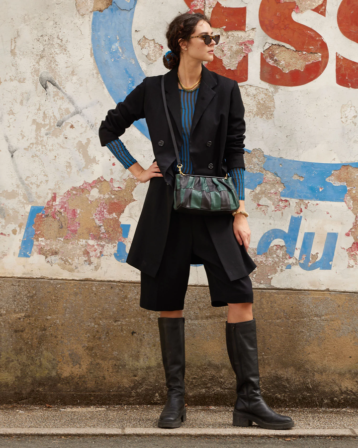 Clare V - Belle in Black & Deep Sea Nappa Patchwork