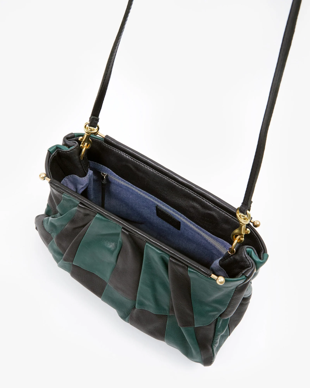 Clare V - Belle in Black & Deep Sea Nappa Patchwork