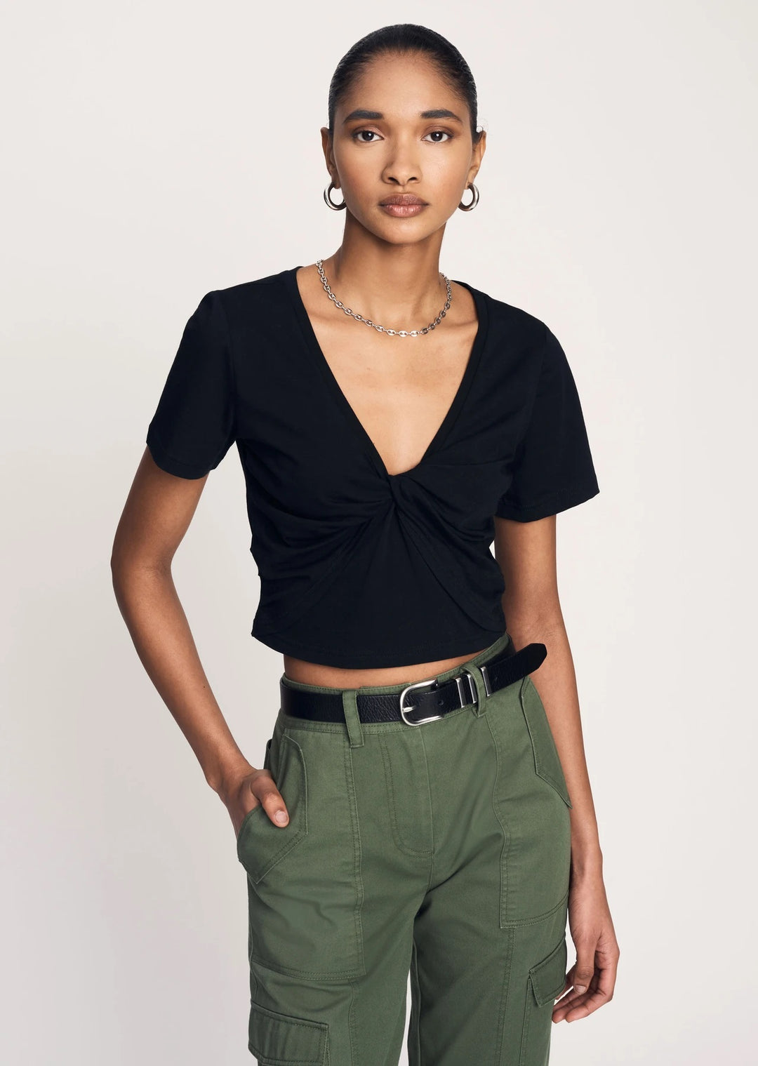 Derek Lam 10 Crosby - Belle Twist Front Top in Black