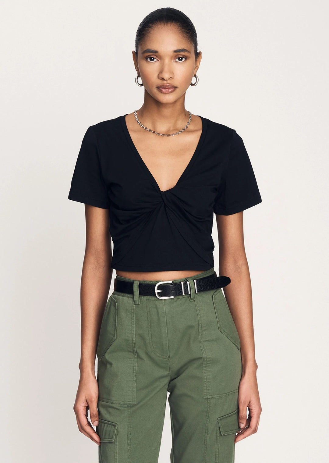 Derek Lam 10 Crosby - Belle Twist Front Top in Black