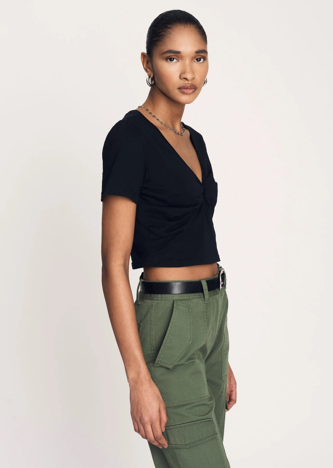 Derek Lam 10 Crosby - Belle Twist Front Top in Black