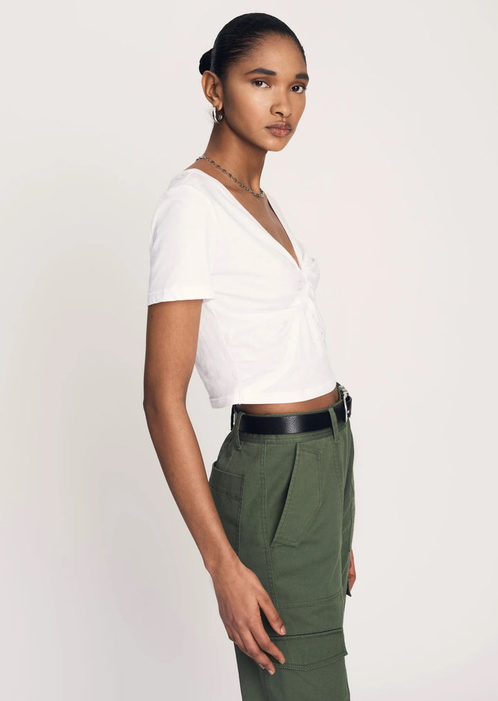 Derek Lam 10 Crosby - Belle Twist Front Top in Optic White Tops